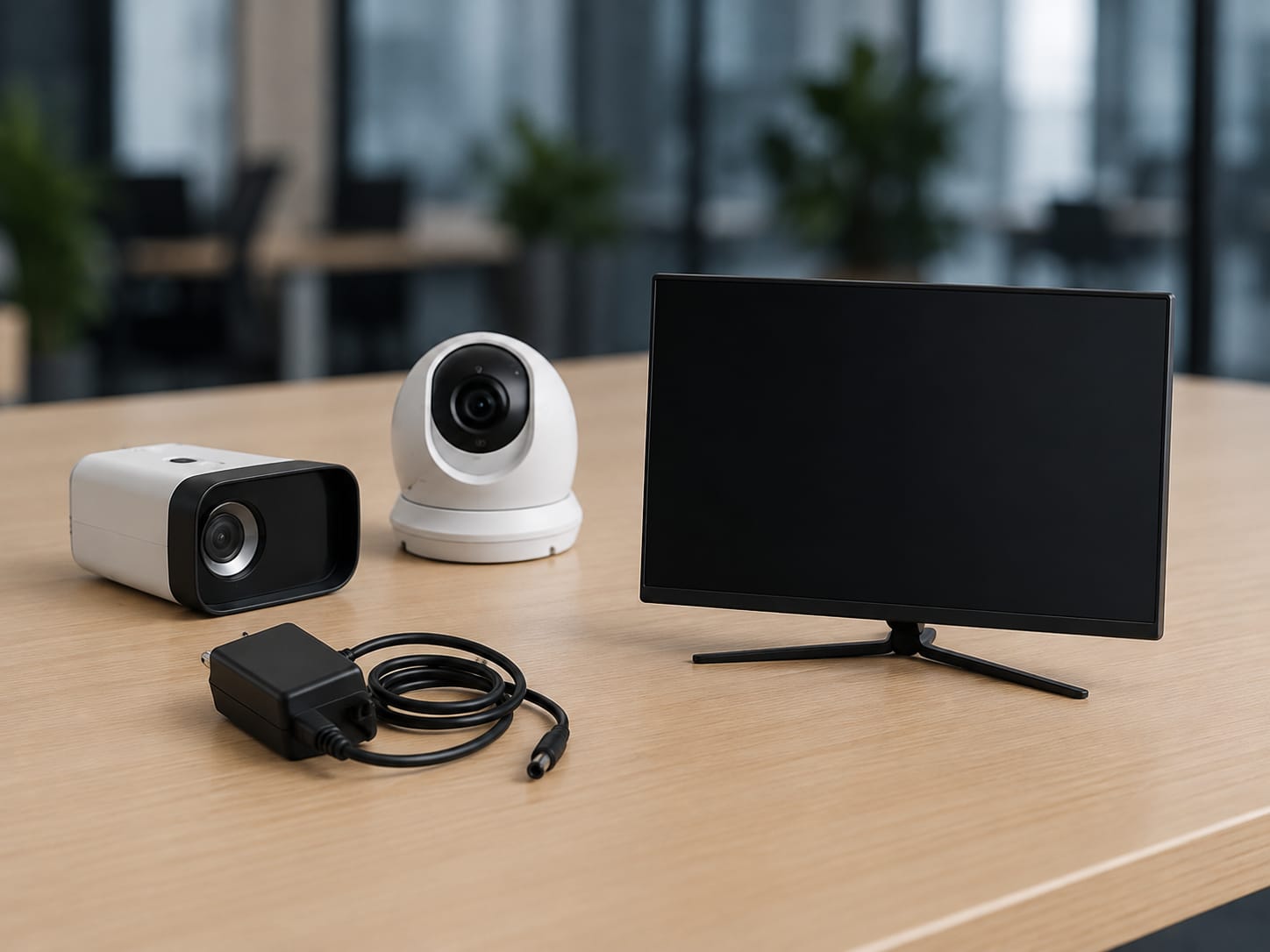 Home 7 Professional CCTV security camera system with monitor and power adapter for office surveillance